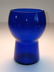 Lot of 4 VTG MCM Cobalt Blue Flat Tumblers Mushroom Shaped Glasses 🔥