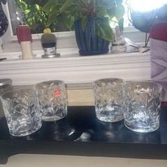 Set of 4 Royal Crystal Rock Cristalleria Italiana Double Old Fashioned Glasses