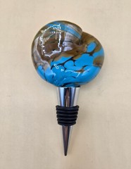 James Hayes Abstract Blown Glass Wine Stopper, Heavy, Blue & Brown EXCELLENT