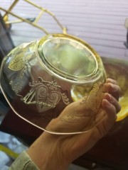 (1) RARE 6″ Cereal Bowl #2375- glass FOSTORIA crystal TROJAN TOPAZ YELLOW