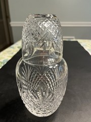Waterford Style Crystal Vintage Tumble Up Bedside Carafe And Tumbler Glass