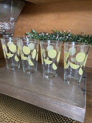 Set of 4 Vintage 16 oz Libbey Tumbler Glasses Lemon 🍋 Slices Made in USA ~NICE~