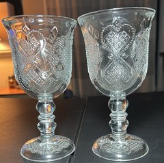 Avon 1978 Heart Design Goblets Set of 2 Clear Glass by Fostoria Vintage EUC
