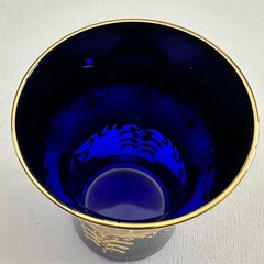 Murano Venetian Tumbler Cobalt Blue 24K Gold Vintage Art Glass