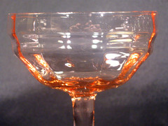 Champagne Tall Sherbet Glasses Pink Optic Bowl Unknown Manufacturer Set of 5