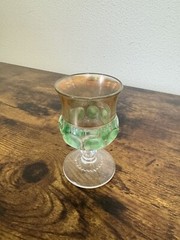 RARE 1891 KINGS CROWN THUMBPRINT 5 5/8″ GOBLET-GREEN DOTS XLCR ADAMS & CO EAPG
