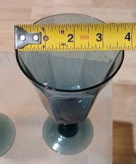 Vintage Lenox USA Antique Dark Blue Glass Water Goblet Panels Wafer Stem 6.75