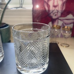 One (1) Ralph Lauren Safari Argyle Lion Crest Double Old Fashion Whiskey Glass