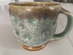 Dimpled Surface Crinkle Glaze Mug With Bubble Textured Interior, Vintage