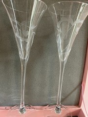 Pair of Marquis by Waterford Celebration Toasting Champagne Flutes – Rare Design