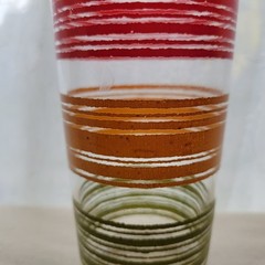 VTG Juice Glass Striped Fiesta Rainbow Tumbler MCM