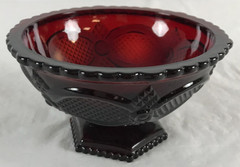 vintage 1876 Avon Cape Cod Ruby Red Glass Footed Candy Dish 6″ wide x 3.25″ tall