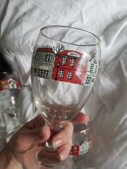 Vintage Libbey Christmas Town Winter Village Glass Goblets Wine Water Set Of 6