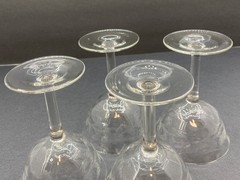 SET 4 Antique CHAMPAGNE / Sherbet COUPE French Mousseline CRYSTAL ETCHED Floral