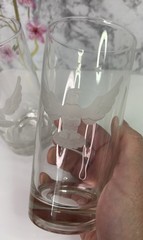 Vintage Set of 2 Glasses Etched Eagle with 3 Stars Tumbler 5.5” high 12 oz
