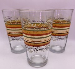 Set Of 3 MCM Libbey FAMILY-HOME-FRIENDS Thanksgiving Glasses 16.2 OZ Excellent