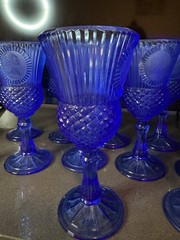 Vintage Cobalt Blue Avon Cameo Goblets Wine Glasses Set of 18