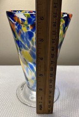 6″ Blue Confetti Handblown Glass Tumbler by 1sourceinc