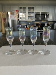 Set Of 4 Colony Bijoux Iridescent Clear Cordial Glasses
