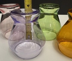 YIELD Retro Millennium 4 Multi-Colored Glasses Goblets Pink Lavender Green Amber