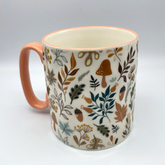 Artisan Collection 10SS Fall Leaves And Mushrooms Dimpled Coffee Mug Cup 16oz