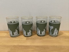 Wedgwood Jasperware Jeanette Green Hellenic Drinking 6 oz Juice Glasses Set of 8