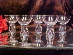 5 FAB Crystal Glass Shot Cordial Glasses HUGE BUBBLE Base Littala, FINLAND TAPIA