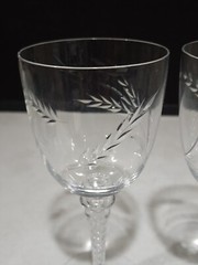 SET OF 3- Glastonbury Lotus HARVEST Cut 7.5″ WATER OR WINE Glasses