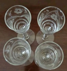 VTG Rock Sharpe MCM Etched Crystal Cordial Shot Glasses #3005-11-Set Of 4-Rare