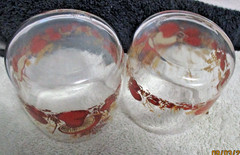 Lot of 2 Vintage anchor hocking small mushroom juice glasses drinking 3 inch VGC