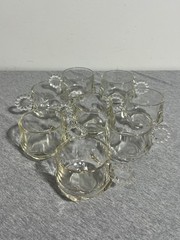 Vintage Clear Glass Punch Cups Set of 8 Beaded Handles Depression Elegant Style