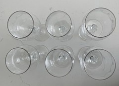 Vintage Etched Twisted Stem Silver Rim Liqueur Wine Glasses (set of 6)