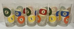 LIBBEY 6 1/4” TALL VINTAGE BILLIARD POOL BALL 16 OZ GLASS-SET OF 6-BAR-MAN CAVE