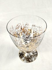 Cristallerie Italian Gold Fleck Sponge Pattern 16 oz Water Goblets Set of 4
