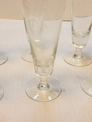 6 Radio Brand Clear Etched Cut Wheat Pattern Goblet Glasses 12 oz 8.5″ Tall