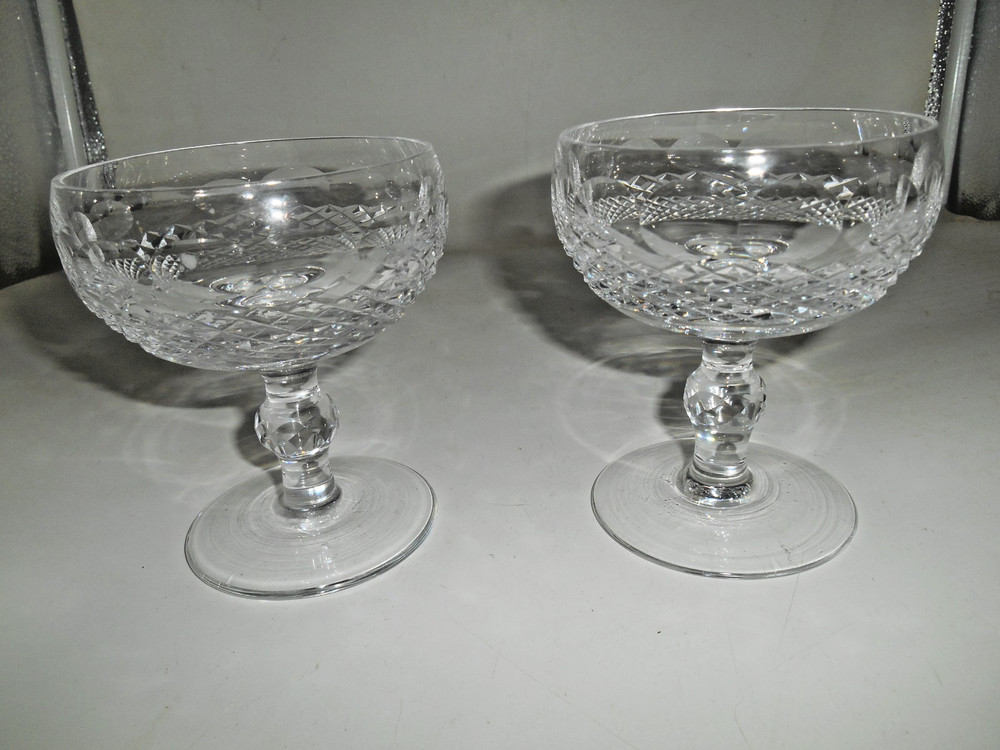 Pair of Waterford Colleen Cut Crystal 5 oz. Champagne / Tall Sherbet Short Stem