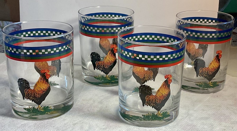 Ella’s Rooster Double Old Fashioned Glassware by International Vintage