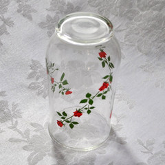 Set/4 Vtg Red Climbing Roses Flared Juice & Tumblers Anchor Hocking 16oz & 10oz