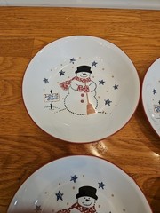 4 Corning Corelle FROSTY MORN Snowman Pasta Bowls 8 1/2″ No Scratches