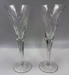 SET OF 2 WATERFORD CRYSTAL MILLENNIUM «HAPPINESS» WEDDING TALL TOASTING FLUTES