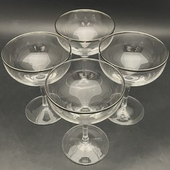 Lenox Weatherly Crystal 4pc Platinum Trim Wine Coupe Glasses 1965-87 USA 5″t 6oz