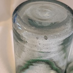 Hand Blown Mexican Drinking Glasses Set Of 2 Clear Emerald Green Rim