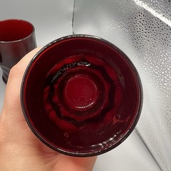 Set of 4 Vintage Anchor Hocking Ruby Red Georgian Honeycomb Tumblers 3.5”