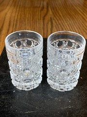 2 Daisy & Button EAPG Pressed Glass Shot Glasses Mini Tumblers 2.5” Tall Federal