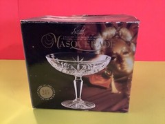 New 1991 Cristal D’Arques Durant Masquerade Crystal Compote 4 3/4″ H x 5 1/4” W