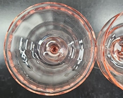 3 Pink Optic Rib Champagne Tall Sherbet Set Depression Elegant Bowl Stemware Lot