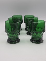 Set Of 6 Vintage Anchor Hocking Georgian Forest Green 8oz Drinking Glasses