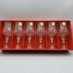 LOT – 6 Cristal d’Arques LONGCHAMP 17,5 cl Wine Glasses Lead Crystal New in Box