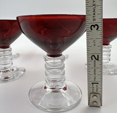 Vintage MCM Bryce Ruby 668 Cordial Liqueur Liquor Cocktail Glasses Set 5 RARE