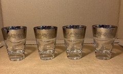 Mid Century Dorothy Thorpe Silver Faded Wide Band Whiskey Glasses Set Of 4